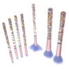 Makeup Brushes with Blue Crystal Handles, Portable view 1