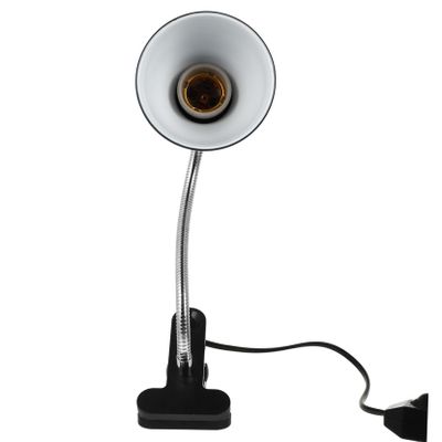 Adjustable Reptile Basking Lamp Holder with Clamp, E27, Black ABS