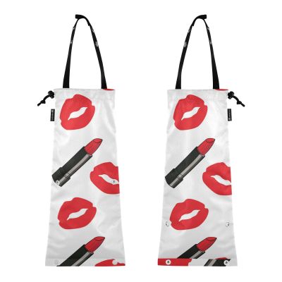 linqin Red Kiss and Lipstick Hanging Car Trash Bags with Elastic Opening, 2-Pack