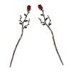 Metal Hair Sticks with Rose Flowers, 2-Piece Alloy Set, Elegant Retro view 1