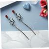 Metal Hair Sticks with Rose Flowers, 2-Piece Alloy Set, Elegant Retro view 4