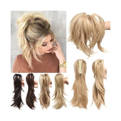 Claw-Clip Ponytail Extension, Wavy Synthetic Hair, Flexible Metal, 12 in