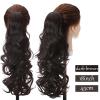 Claw-Clip Ponytail Extension, 18/24-Inch Long Wavy Synthetic Hair, Dark Brown view 2