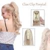 Claw-Clip Ponytail Extension, 18/24-Inch Long Wavy Synthetic Hair, Dark Brown view 3