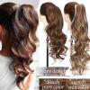 Claw-Clip Ponytail Extension, 18/24-Inch Long Wavy Synthetic Hair, Dark Brown view 4