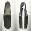 Anime Cosplay Wig, Long Straight Silver-Gray Hair, 80 cm, Side-Swept Bangs view 1