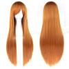 Anime Cosplay Wig, Long Straight Silver-Gray Hair, 80 cm, Side-Swept Bangs view 3