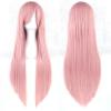Anime Cosplay Wig, Long Straight Silver-Gray Hair, 80 cm, Side-Swept Bangs view 4