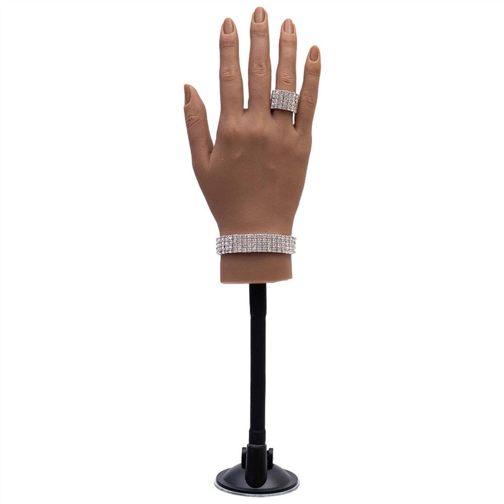 Silicone Practice Hand for Nail Manicure Training with S-Shaped Stand, No. 4 Right