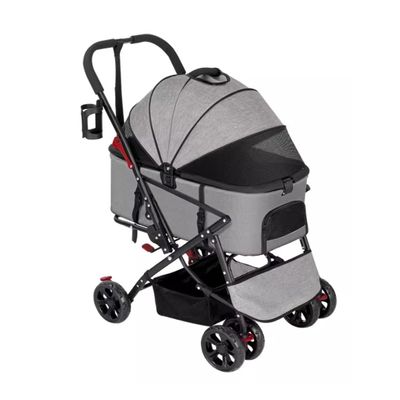 3-in-1 Foldable Dog and Cat Stroller with Removable Carrier