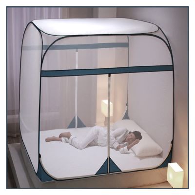 EsEntL Square 4-Corner Bed Canopy Mosquito Net, Coffee, 1.5 m