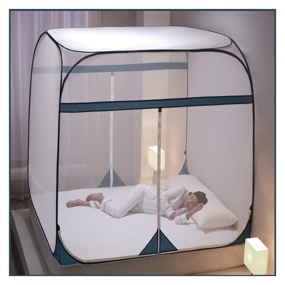 EsEntL Square 4-Corner Bed Canopy Mosquito Net, Coffee, 1.5 m