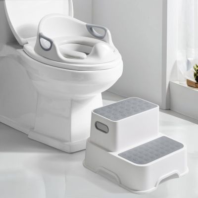 DEANIC Kids' Toilet Seat with Step Stool and 2-Step Ladder, Gray