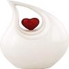Royal Rapture Teardrop Cremation Urn for Ashes, White-Red Heart, 12 in RT02-01 view 1
