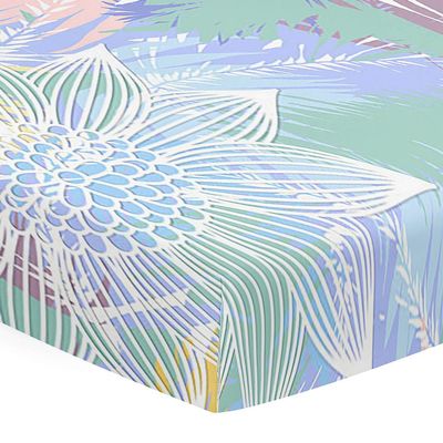 Odot Fitted Sheet for Baby Crib, Nordic Plant Microfiber, Green Lotus, 80 x 40 cm