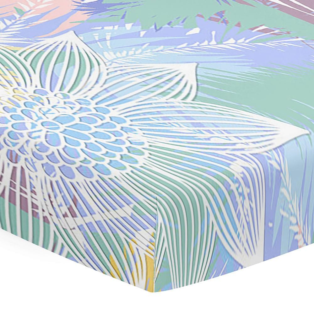 Odot Fitted Sheet for Baby Crib, Nordic Plant Microfiber, Green Lotus, 80 x 40 cm