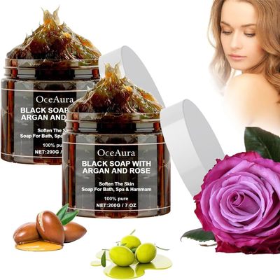 Zawina Morocco Black Beldi Soap with Argan and Rose, 2 Pcs