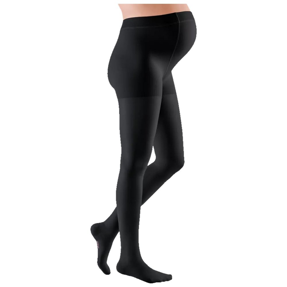 medi mediven Plus Maternity Compression Pantyhose, Class 1, Size I, Black, Open Toe, Regular, Without Silicone Band