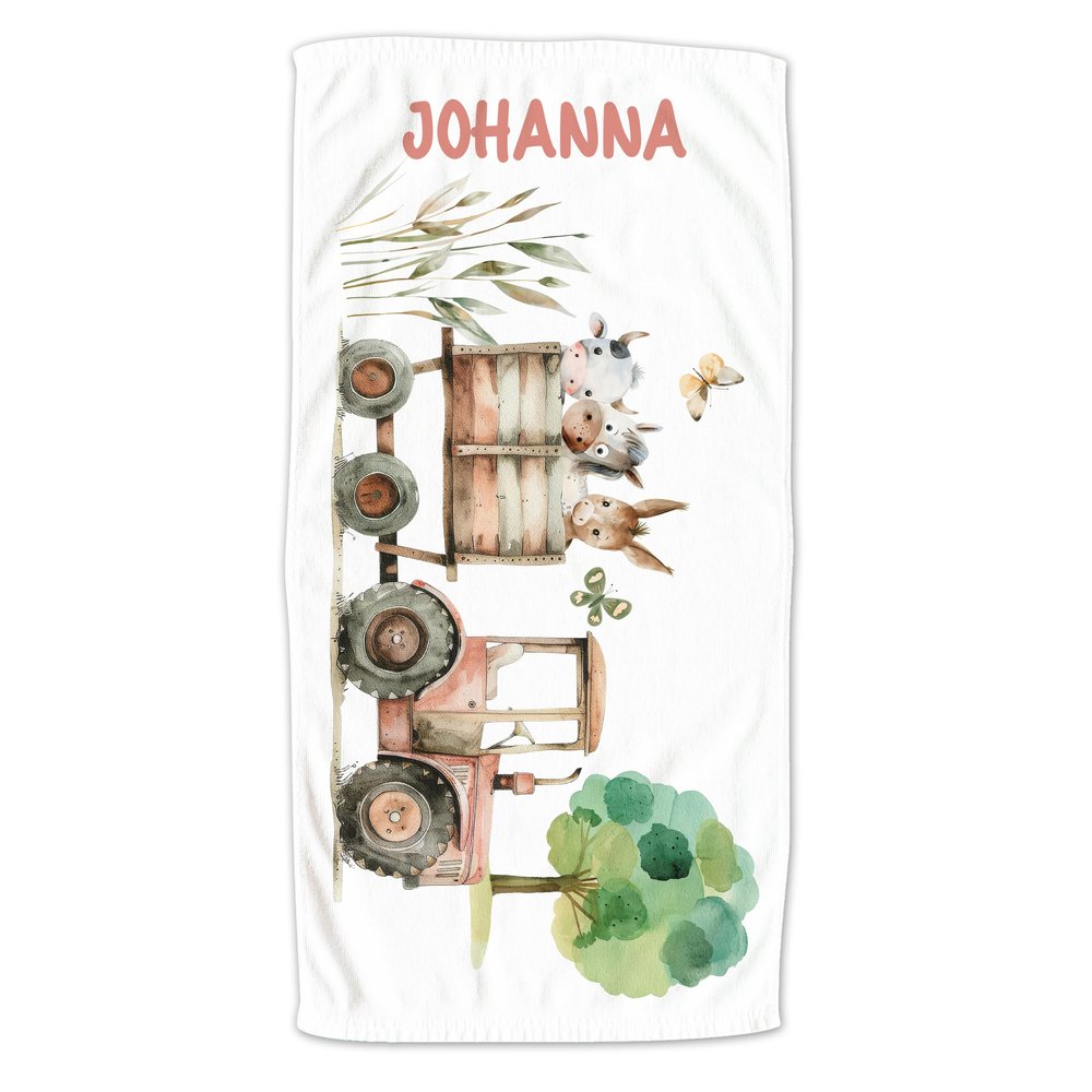 GRAZDesign Children's Animal Towel with Name - Personalized Shower Towel for Girls and Boys - Beach Towel Gift - 100 x 50 cm