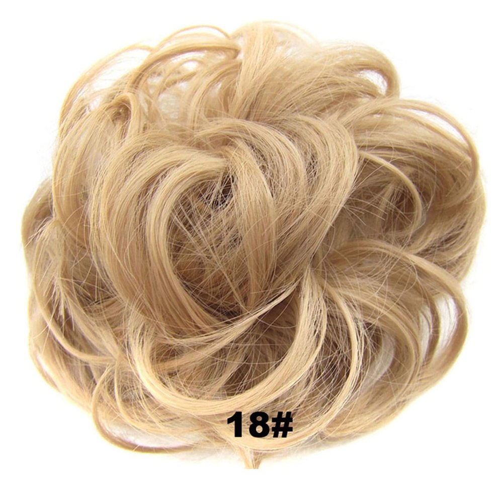 Messy Bun Hairpiece, Curly Wavy Synthetic Chignon