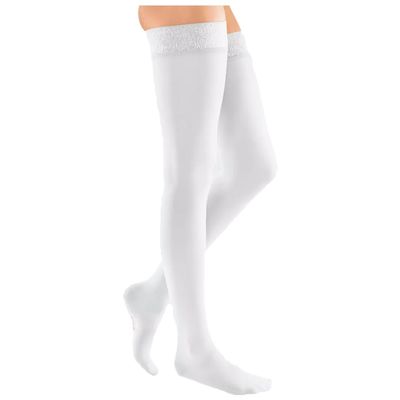 medi mediven Plus Thigh-High Compression Stockings, Class 3, Size VI, White, Closed Toe