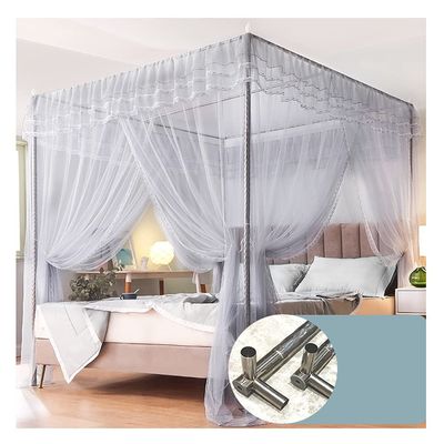 Bed Canopy Mosquito Net with Metal Mount, Floor-to-Ceiling Canopy for Home Bedroom, Dust-Resistant Bed Curtain for Summer (Color: A3, Size: 150 x 200 x 200 cm)