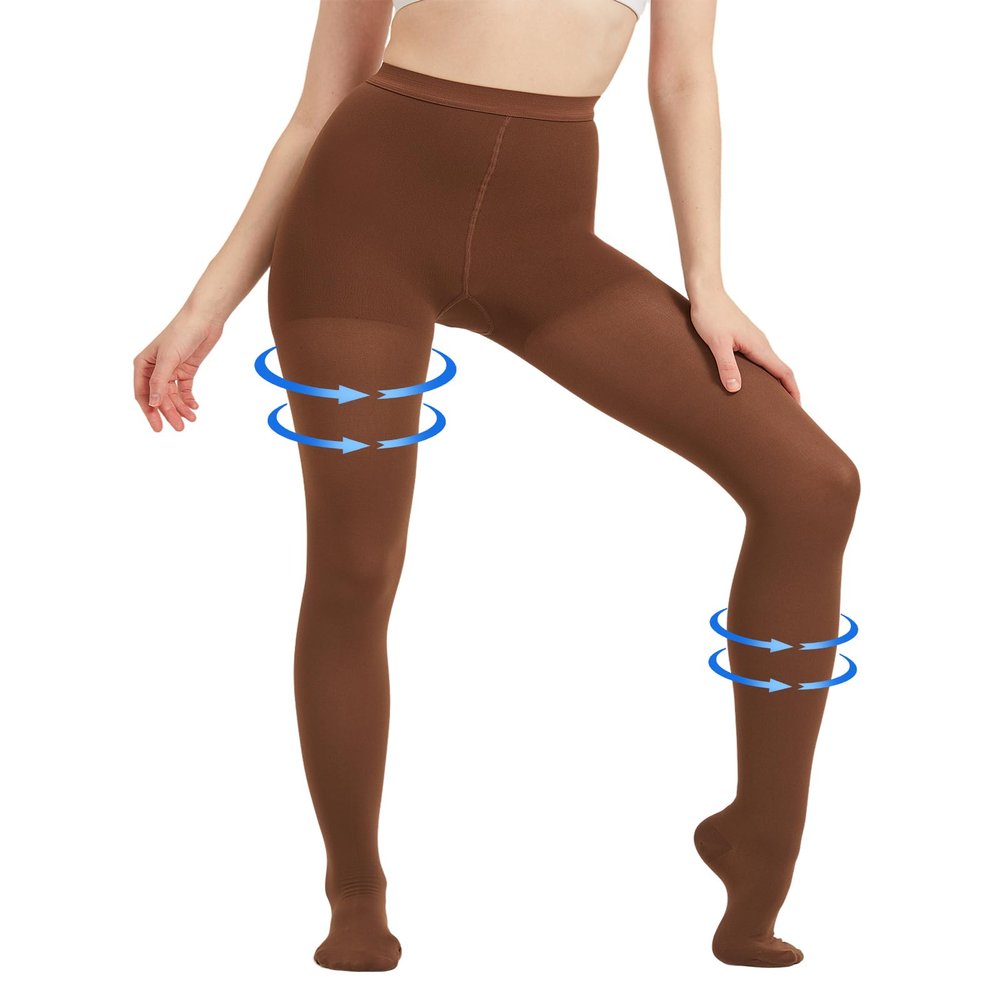 AMZAM Medical Compression Tights for Women and Men, Open Toe, Opaque, Firm Support, 15–20 mmHg