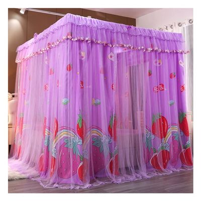Double-Layer Bed Canopy, Princess-Style Bed Curtain with Holder, Wind- and Dust-Resistant, Floor-Length, A9, 120 x 200 x 200 cm