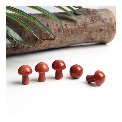 1 Pc Mini Crystal Mushroom Natural Stone Carved Decoration, Red Jasper