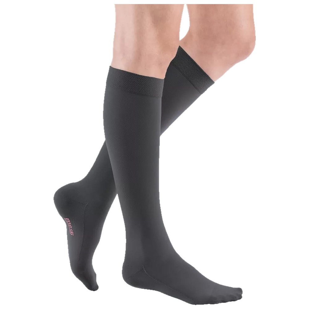 medi mediven comfort Compression Knee-High Stockings | Class 1 | Size VI | Anthracite | Closed Toe | Short | No Grip Band | Comfort Sole & Lanolin