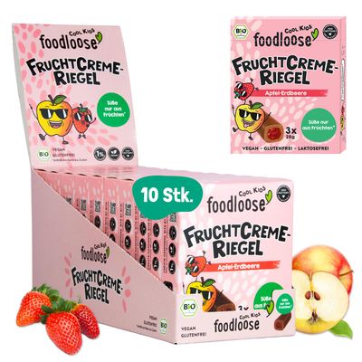 foodloose COOL KIDS Organic Apple-Strawberry Fruit Cream Bars (10 x 3 bars)