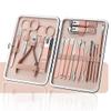 Manicure Nail Clipper Set, Stainless Steel, 18-Piece, Pink view 1