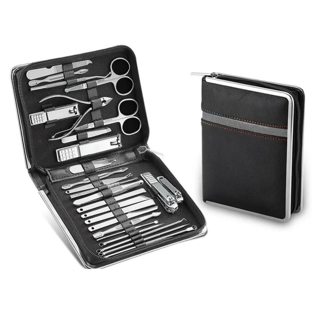 26-Piece Manicure Set with Nail Clippers, Stainless Steel, Black