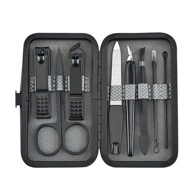Manicure and Nail Clipper Set, Stainless Steel, 8-Piece, Gray