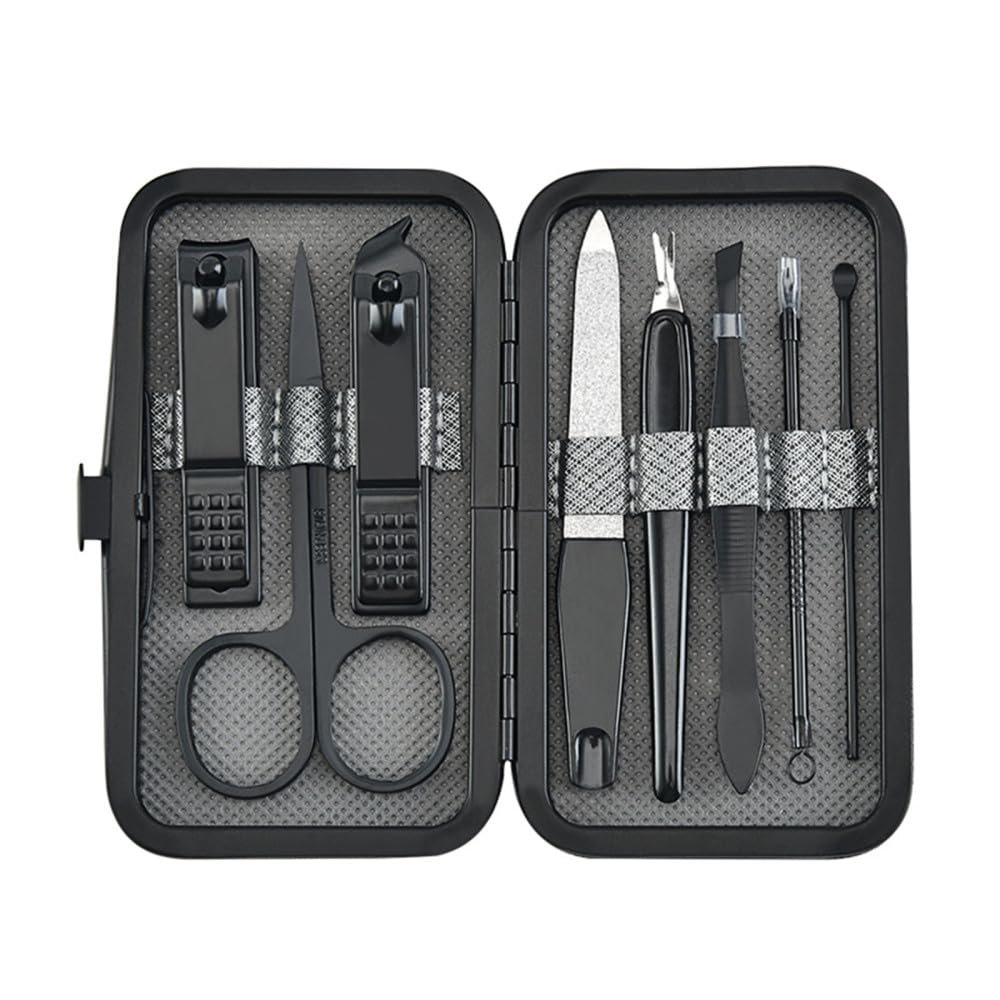 Manicure and Nail Clipper Set, Stainless Steel, 8-Piece, Gray