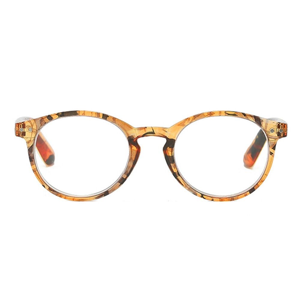 AOOLIA Round Reading Glasses for Women and Men, Orange, +1.50