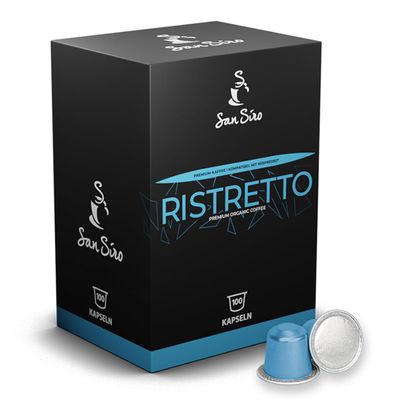 San Siro Organic Premium Ristretto Coffee Capsules, 100 Count