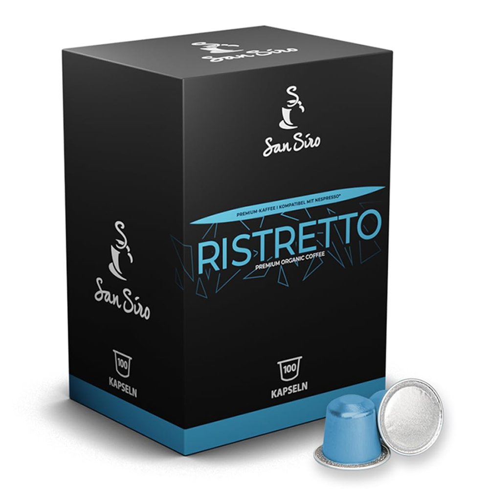 San Siro Organic Premium Ristretto Coffee Capsules, 100 Count