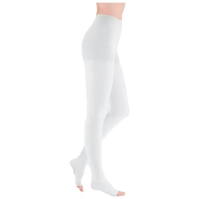 medi mediven Plus Compression Pantyhose | Durable | Antibacterial Effect | Compression Class 1 | Size III | White | Open Toe | Short | Without Top Band
