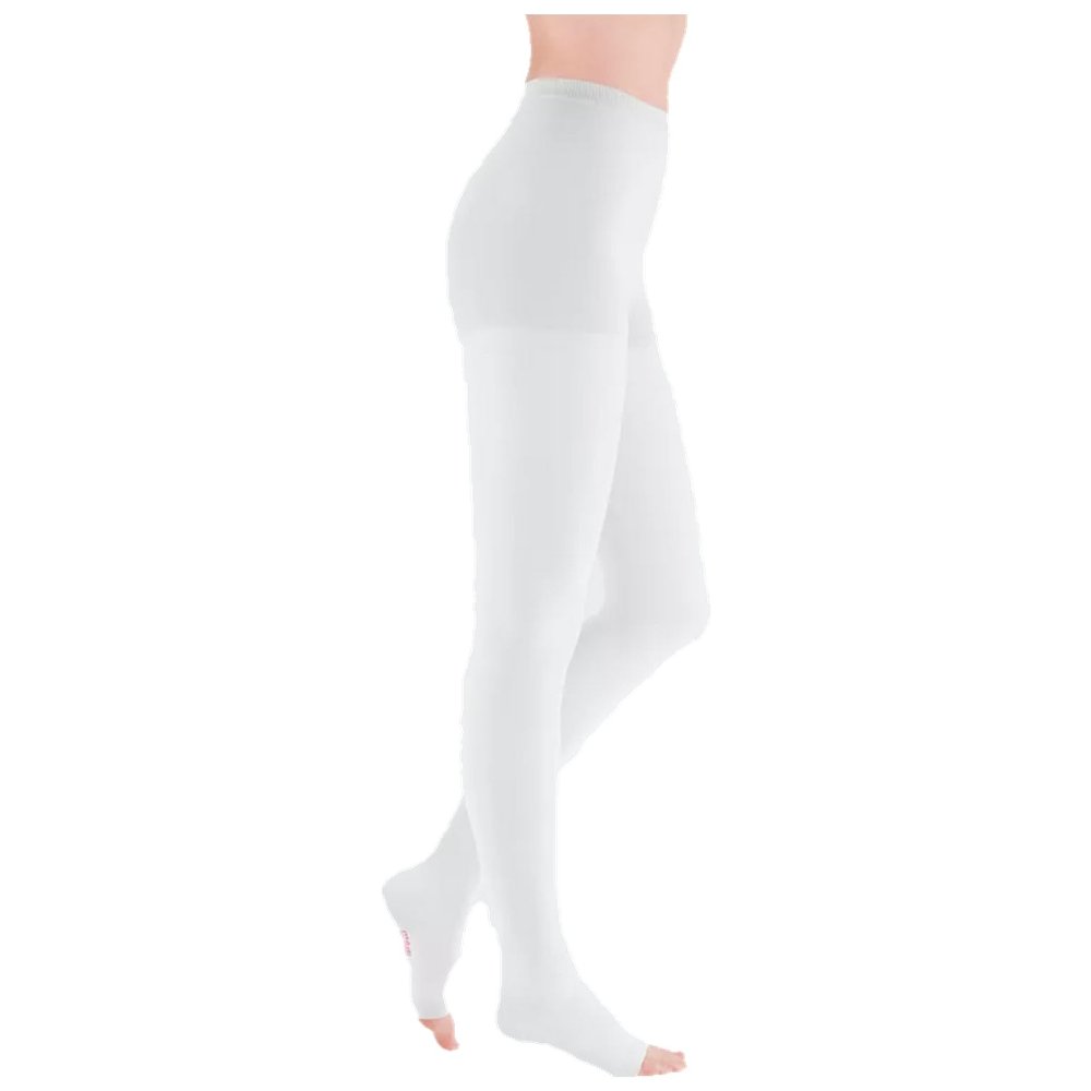 medi mediven Plus Compression Pantyhose | Durable | Antibacterial Effect | Compression Class 1 | Size III | White | Open Toe | Short | Without Top Band