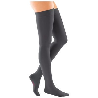 medi mediven forte Thigh-High Compression Stockings | CCL 3 | Size VII | Anthracite | Small Foot | Regular | Dotted Silicone Grip Band | Highly Durable | Breathable