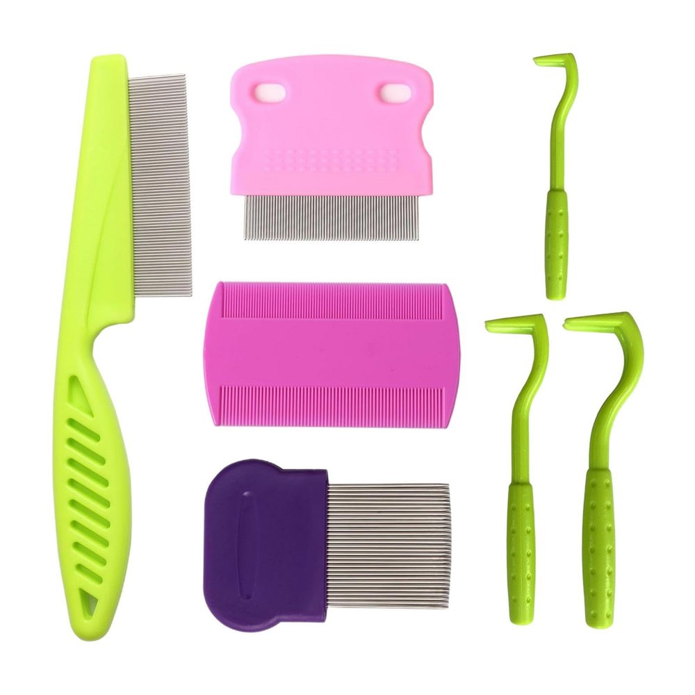 Fukamou Flea Comb for Pets, Fine-Tooth Cat Comb, 7-Piece Set for Dogs, Puppies, Kittens, and Hamsters