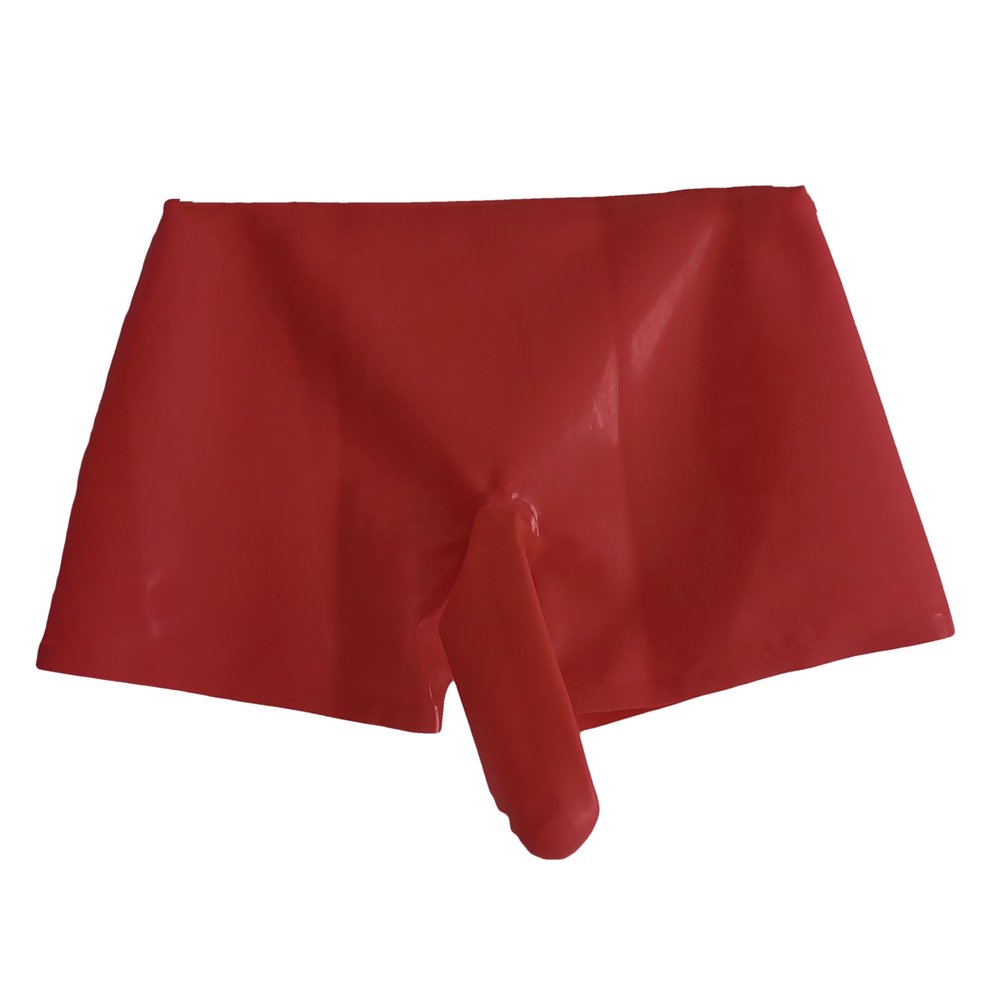 AZRLZP Sexy Men's Latex Boxer Shorts with Condom-Style Rubber Underwear