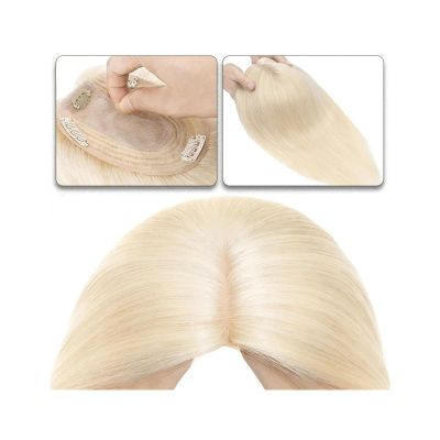 Wavy Hair Topper for Women, 6–18 in, Center-Part Human Hair Topper, 10 × 12 cm Silk Base with 4 Clips