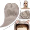 Wavy Wig Hair Topper for Women 6–18 in, Center Part, Human Hair Topper, 10 x 12 cm Silk Base with 4 Clips, Smooth Hair Loss Wig Grip (Size: 14 in, C view 2