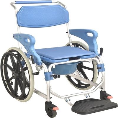Shower Commode Wheelchair with 22-Inch Wheels, Padded Seat