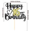 Sumerk 1-Piece 16th Birthday Cake Topper, Black and Gold view 2