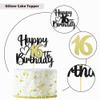 Sumerk 1-Piece 16th Birthday Cake Topper, Black and Gold view 3
