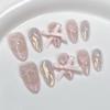 10-Piece Blush Powder Almond Press-On Nails, Hand-Painted Bow & Star Design (Color 7, Size M) view 1