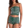 Owegvia Women's 2-Piece Crochet Set, Striped Off-Shoulder Crop Top and Drawstring Shorts, Green, XL (Size 46) view 1